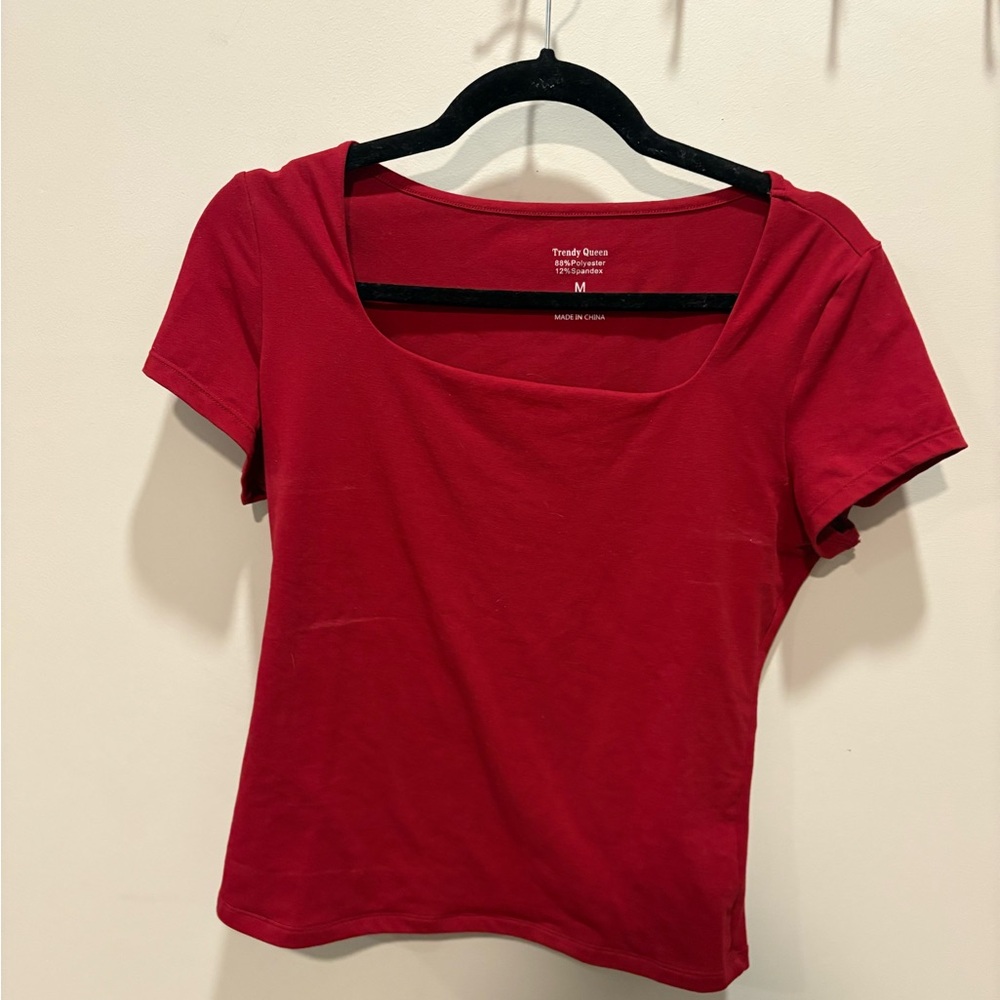 Women’s Red Scoop Neck Top